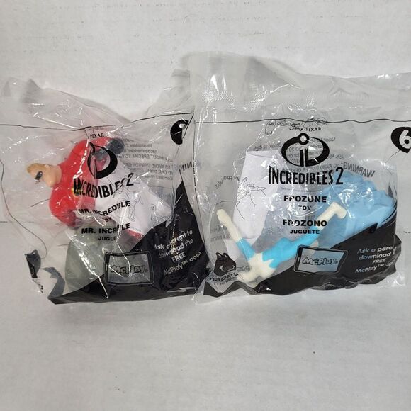 McDonald's Other - 2 Incredibles 2 Happy‎ Meal McDonalds Toys 2018 #1 Mr Incredible #6 Frozone
